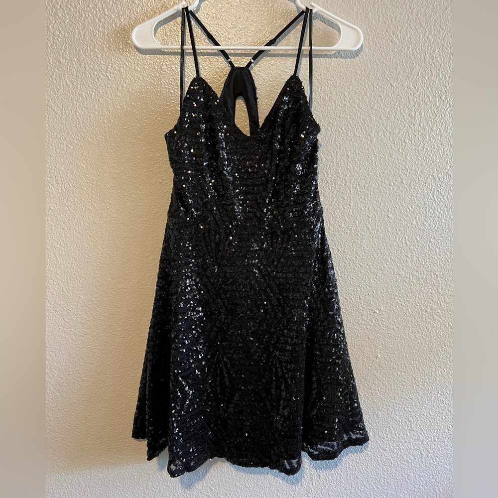 Lulus Black Sequin Skater Dress